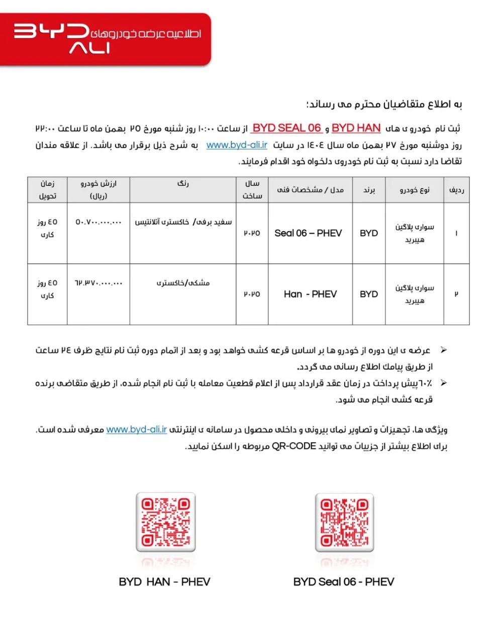شرایط فروش سدان های جدید بی وای دی اعلام شد