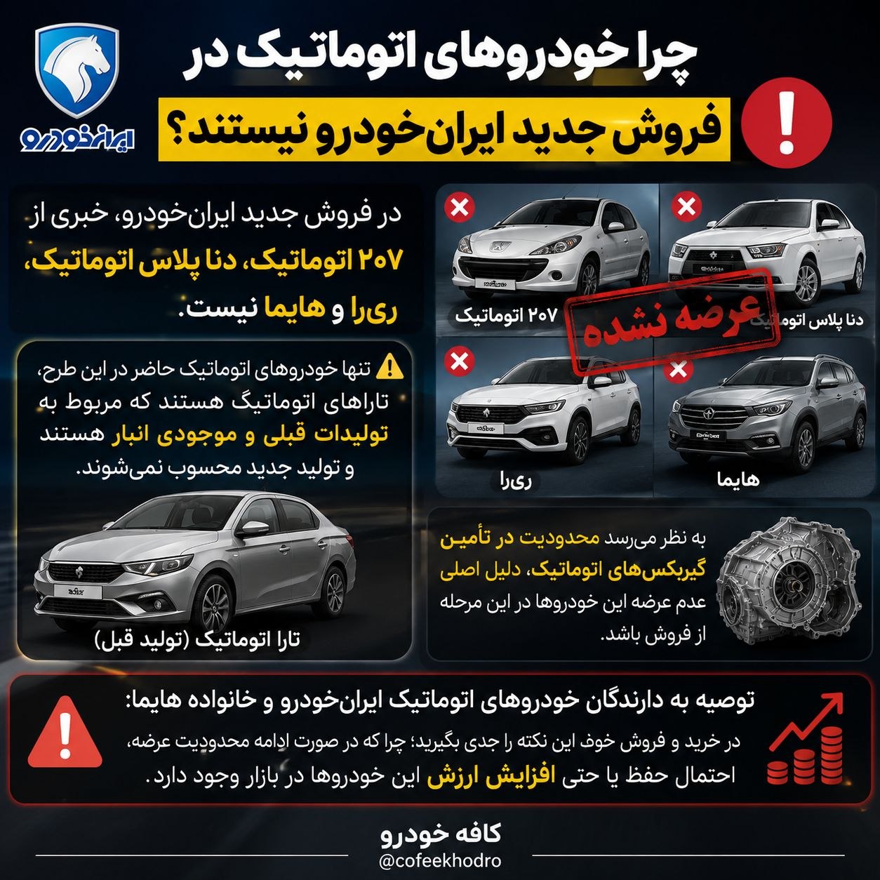 🚨 یک نکته مهم برای بازار خودروهای اتوماتیک ایران‌خودرو