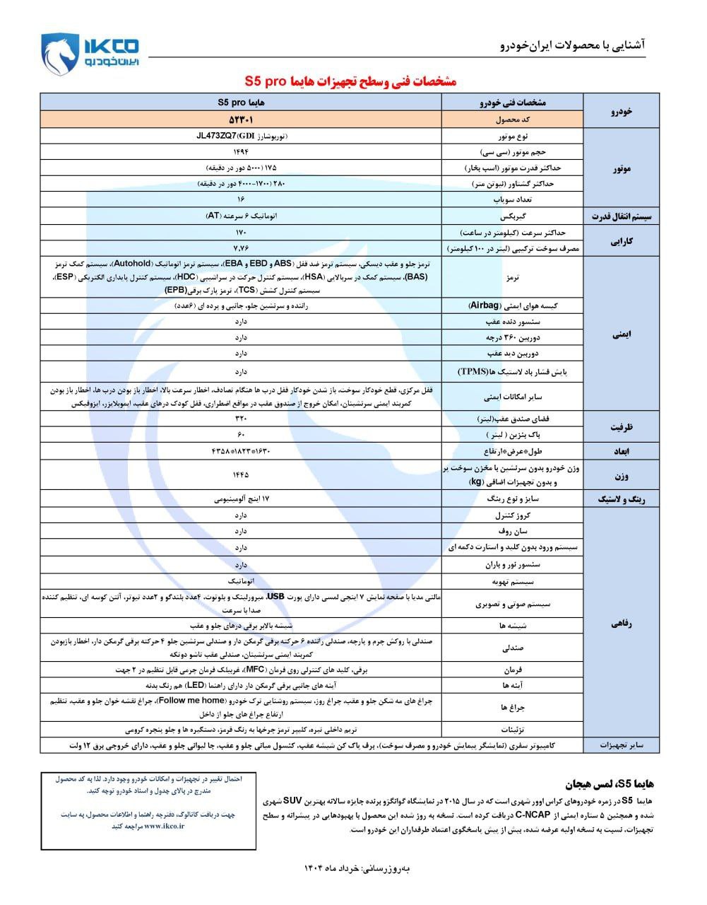 فروش هایما S5 پرو ایران خودرو با اختلاف قیمت بازار600 میلیونی