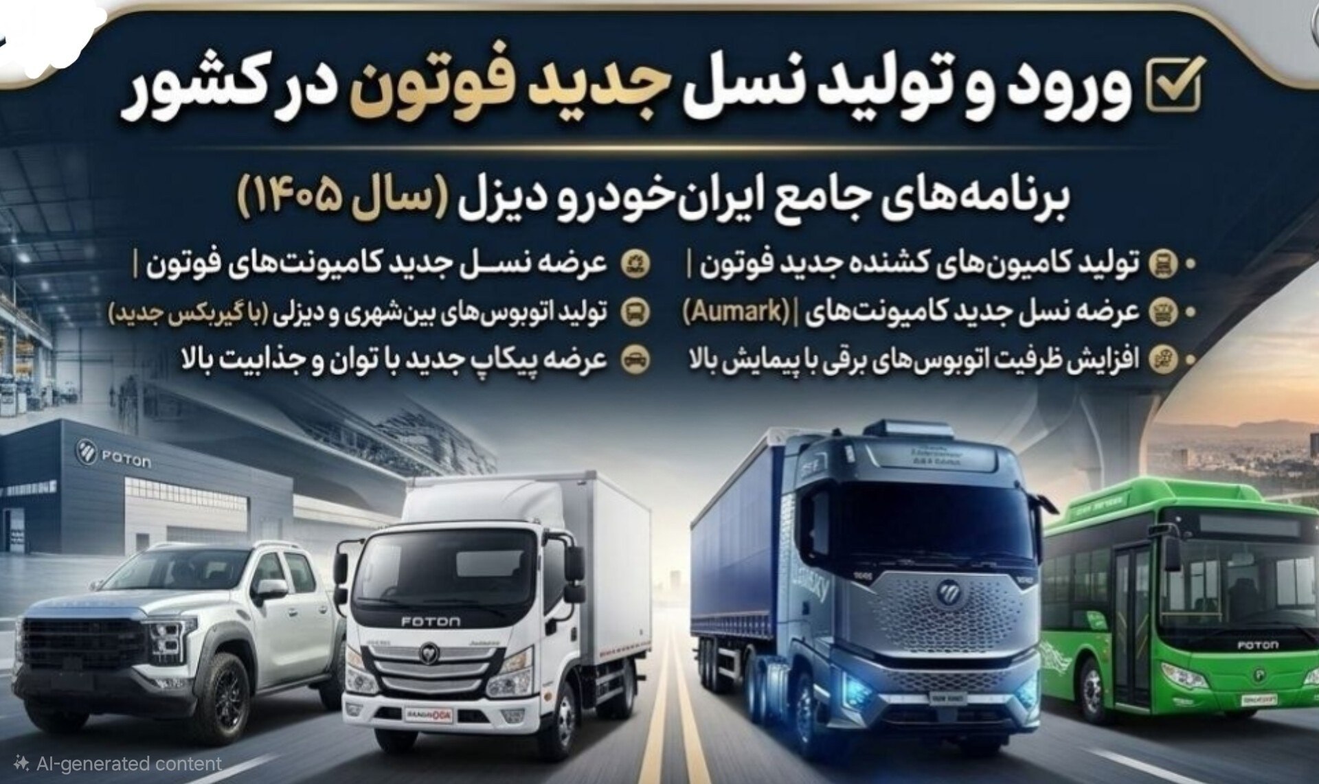 ✔️ ورود نسل جدید محصولات فوتون به بازار ایران توسط ایران‌خودرودیزل