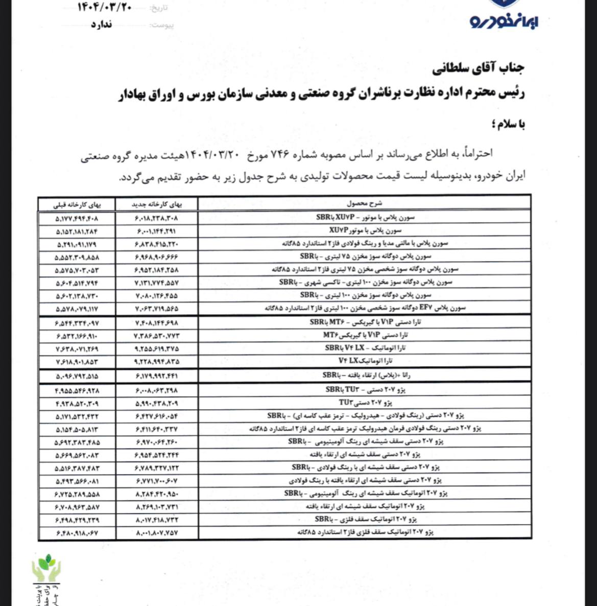  مهم قیمت جدید کارخانه  ایران خودرو اعلام شد  (20 خرداد 1404 )+ جدول دقیق