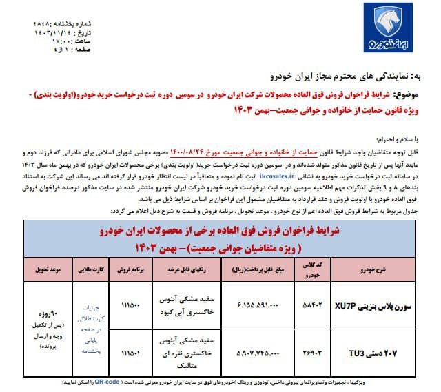 🔴شرایط فروش فوق‌العاده ۲ محصول ایران‌خودرو اعلام شد 