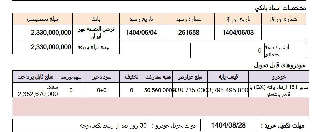 دعوتنامه وانت پراید ۱۵۱ ارتقاء يافته (GX) 