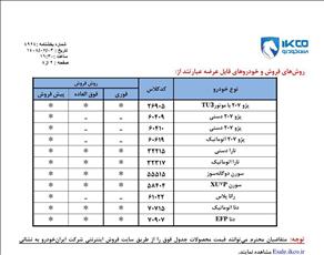 خبر فوری / آغاز فروش محصولات  شرکت ایرانخودرو (مهر 1404)