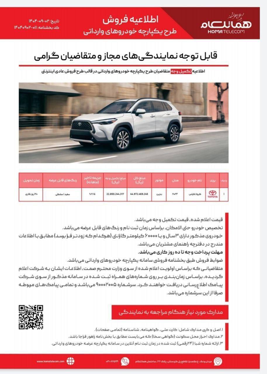 قیمت جدید تویوتا کرولا کراس بنزینی با مدل 2024