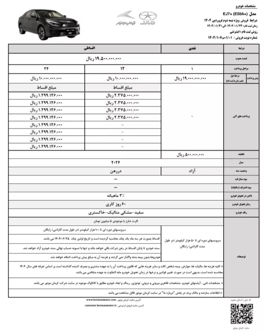 شروع فروش خودرو برقی کرمان موتور از امروز ۲۳ فروردین 