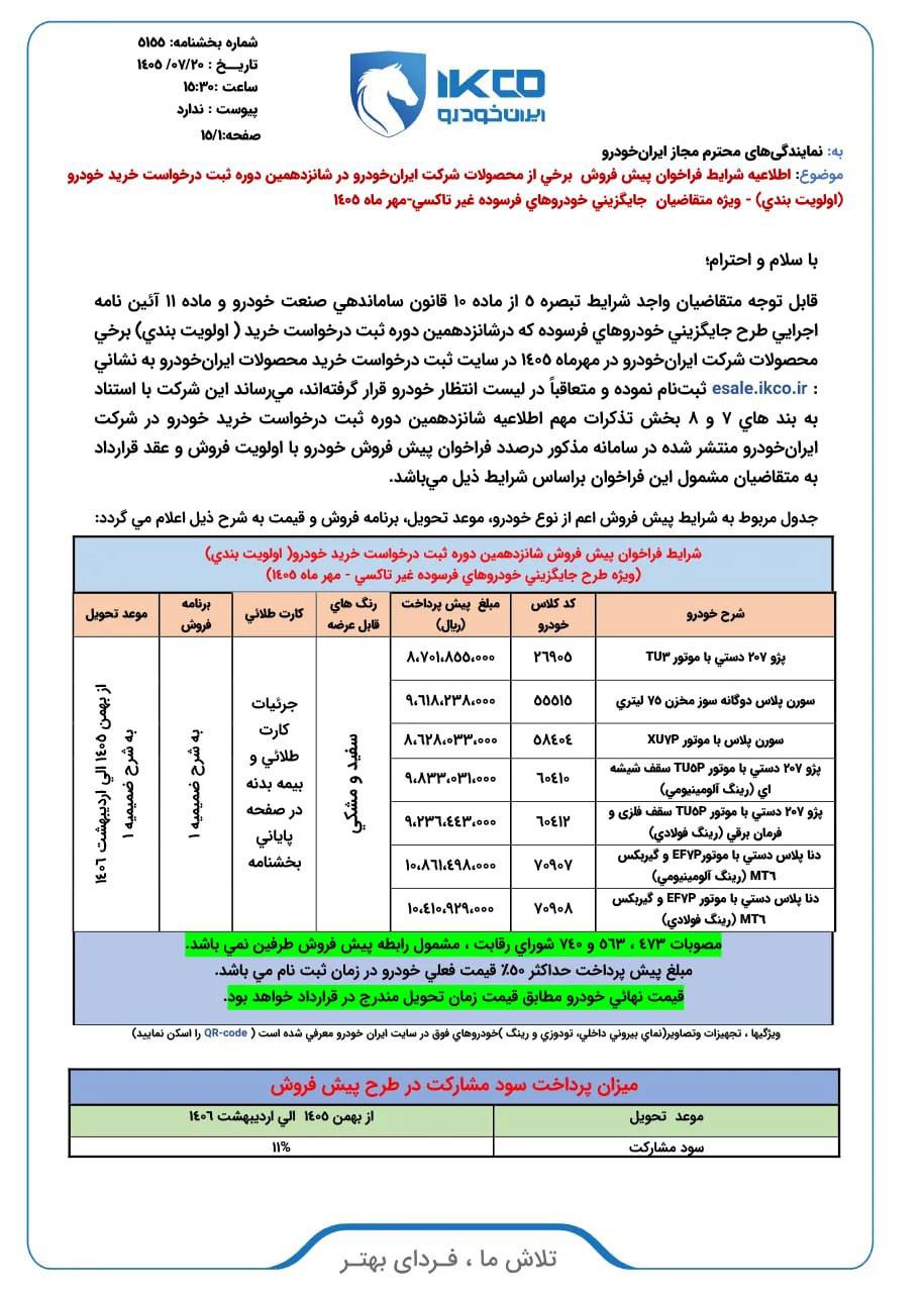 🔴بخشنامه فروش ایران خودرو ویژه منتخبین قرعه کشی اعلام شد- فرسوده